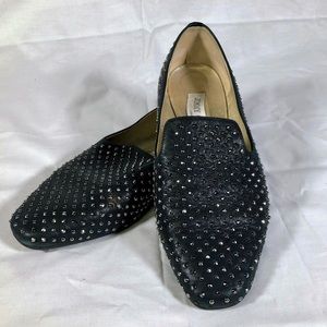 Jimmy Choo Silver Studded Black Loafers